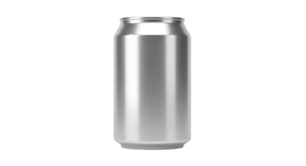 Silver aluminum can mockup realistic presentation isolated on transparent background