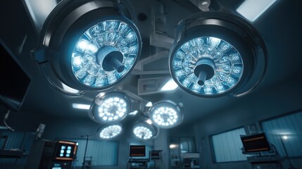 powerful surgical lights illuminate a modern operating room ready for a medical procedure