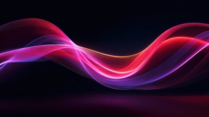 vibrant neon light wave in red and purple gradient on black background
