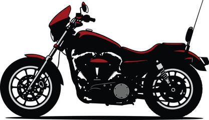 Obraz premium Motorcycle illustration, red and black bike, modern transport design, motorbike culture, automotive artwork, side profile, speed, power, freedom, lifestyle