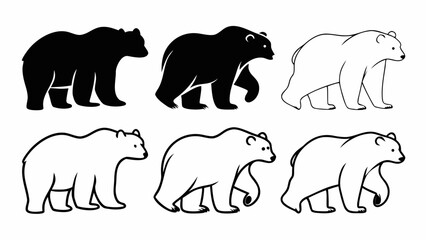 Bear Poses Collection Vector Illustration