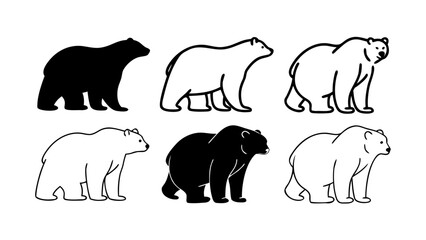 Bear Poses Collection Vector Illustration