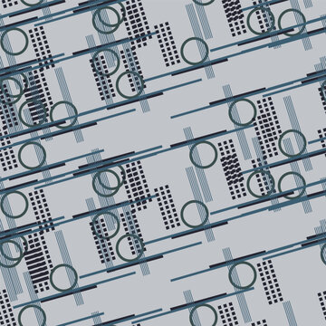 Abstract line shape geometric motif basic pattern continuous background. Oriental style tile modern lux fabric design textile swatch. 