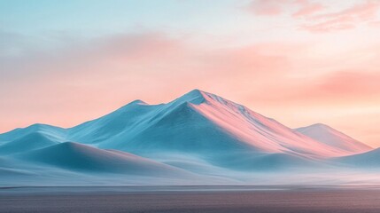 Serene Pastel Mountains Under a Pink Dawn Sky