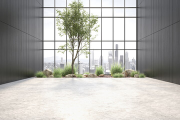 Modern style empty conceptual reception interior room 3d illustration