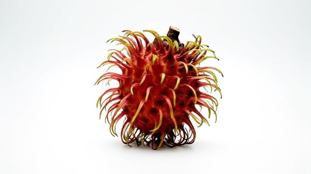 Rambutan fruit exotic red tropical rambutan on white background.