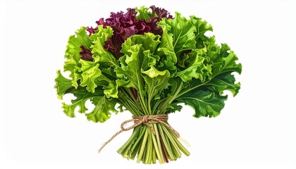 Fototapeta premium Fresh Swiss Chard Bundles Tied with Twine on White Surface in Healthy Produce Close-Up