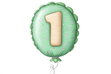 A helium balloon shaped like the number one floats against a plain background. This decoration is suitable for a first birthday party or special event