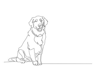 Fototapeta premium Single Continuous Line Drawing of adorable golden retriever dog. Domestic Animal.