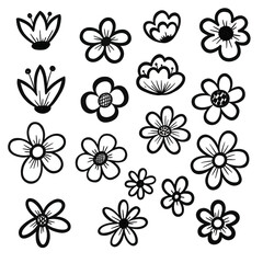 Obraz premium Charming collection of unique sketchy hand-drawn vector floral elements, perfect for enhancing creative projects with an organic touch. Discover versatile flower illustrations for design