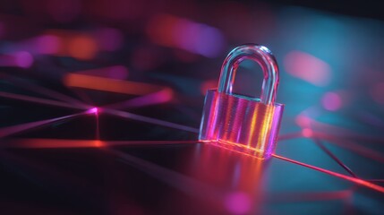 A vibrant digital illustration of a padlock surrounded by glowing lines, symbolizing security and connectivity in the digital realm.