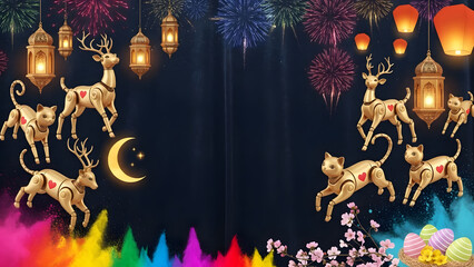 Global holiday celebration blend with diverse festive elements