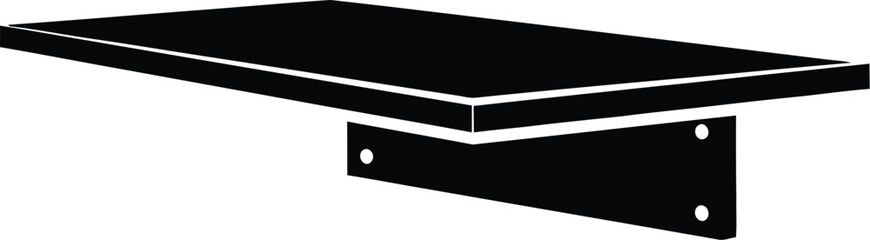 Minimalist wall-mounted shelf vector icon, floating table desk, contemporary furniture illustration