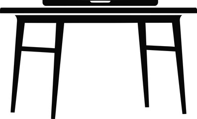 Classic wooden four-legged table vector icon, home office desk furniture, traditional silhouette