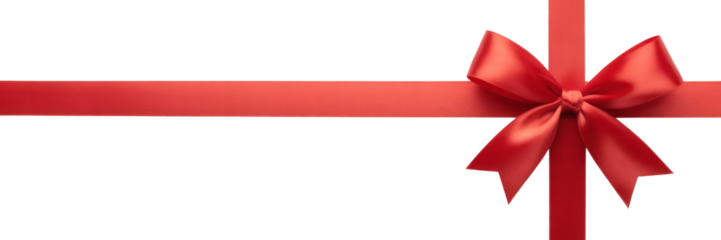 Elegant red satin ribbon tied in a bow, perfect for gifts, holidays, and special occasions adds a touch of festive luxury and warmth