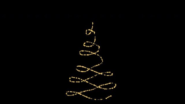 4K Looping Christmas Tree with Glowing Spiral Garland and Twinkling Particle Lights &ndash; Magical Festive Holiday Animation for Christmas, New Year, Winter Celebration, Seasonal Glow and Sparkle