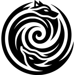 Wolves Circle Design: A stylized artistic circle composed of wolves, their forms merging seamlessly in a captivating and elegant design.