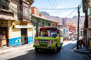 Fototapeta premium street view of la paz city, Bolivia