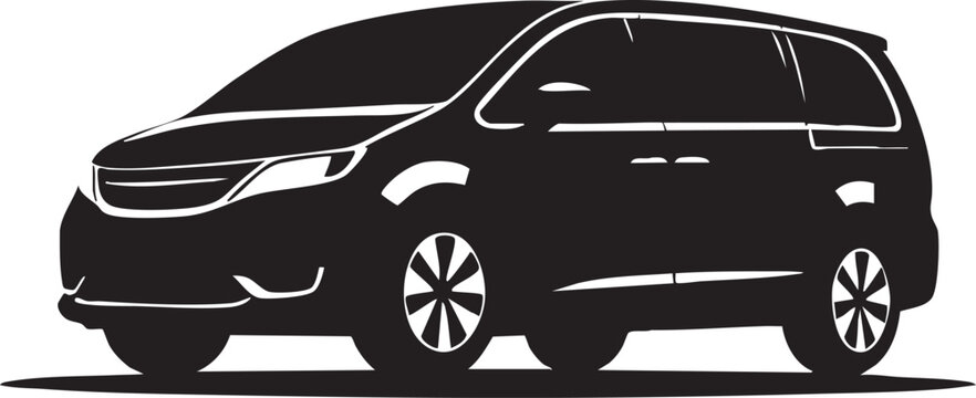 Black silhouette minivan side view