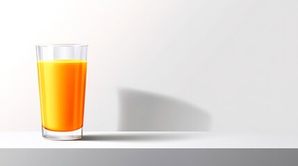 Fresh Orange Juice in Glass with Bright Color on Plain Background