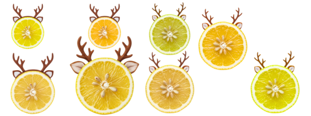 Festive Reindeer Food Art Made with Citrus Fruit for Holiday Seasonal Concept