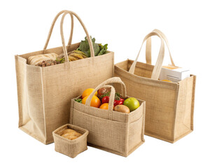 Jute totes isolated on white background