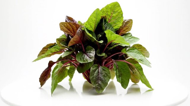 Basil leaves fresh green and purple herb glitch static noise distortion scanlines.