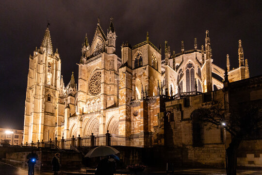 View on the cathedral of Leon, also called The House of Light or the Pulchra Leonina