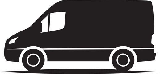 Black silhouette of a commercial cargo van