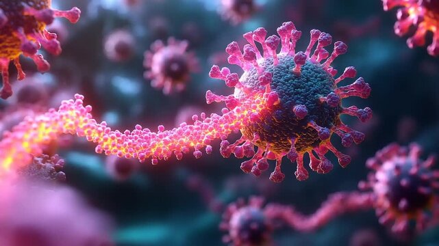 Colorful depiction of virus structure and replication