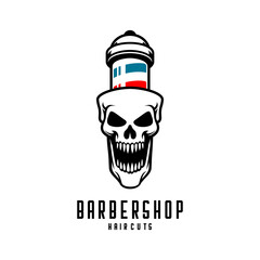 Barbershop Skull with Barber Pole