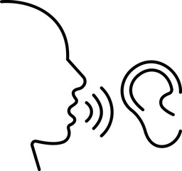 Hearing and Listening Icon represents communication, sound awareness, modern minimal, design. This features an ear combined with sound waves, symbolizing hearing ability, active, and audio clarity.