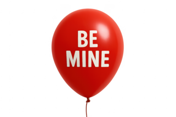 Red heart balloon with be mine typography