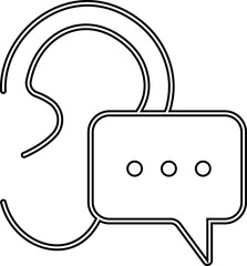 Hearing and Listening Icon represents communication, sound awareness, modern minimal, design. This features an ear combined with sound waves, symbolizing hearing ability, active, and audio clarity.