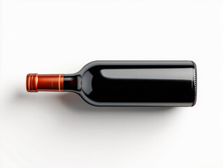 白い背景の上に置かれた赤ワインボトルのトップビュー