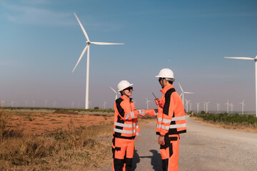 Engineer working at Wind turbine fields