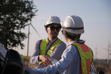 Engineer working at Wind turbine fields