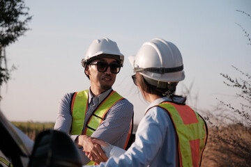 Engineer working at Wind turbine fields