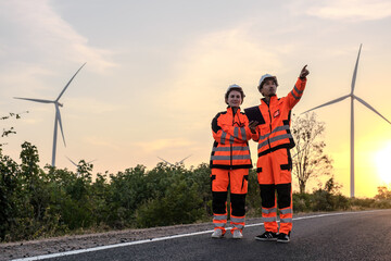 Engineer working at Wind turbine fields