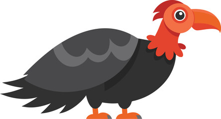 Fototapeta premium Cute cartoon vulture illustration with bright orange details