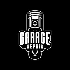 Garage repair logo, piston automotive 