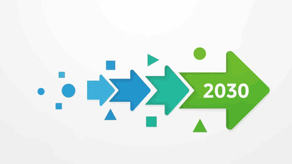 Colorful Arrows Showing Progress and Timeline with Shapes and the Year