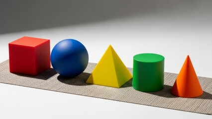 Brightly Colored Geometric Shapes on Textured Surface