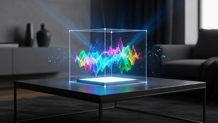 Futuristic holographic soundwave display technology projection