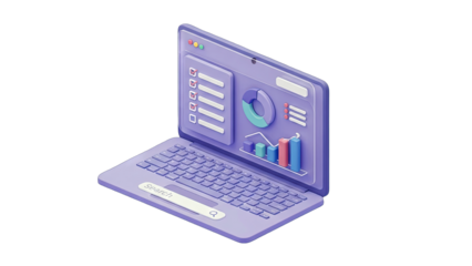 Laptop displaying data analytics and charts
