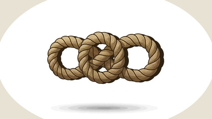 Interconnected Loops: A visually captivating display of three intertwined rope loops, artfully arranged to symbolize unity and connection.