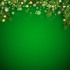 Green Christmas Fir Branch Lights Background