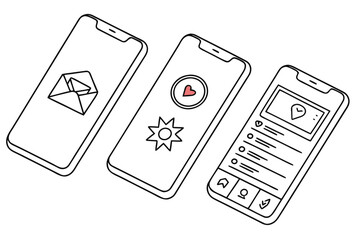 Mobile App Interface Icon Set  White Background  M Vector Icon Set