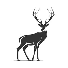 Obraz premium Majestic stag silhouette illustration standing tall with grand antlers, embodying strength and grace in nature's wild and serene landscapes