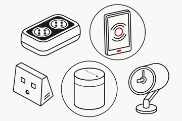 Smart Home Device Icon Set  White Background  Mini Vector Icon Set